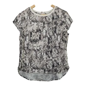 H&M Shirt Women's Size 8 Hi-Low with Back Zipper Floral Striped Pattern - Picture 1 of 7