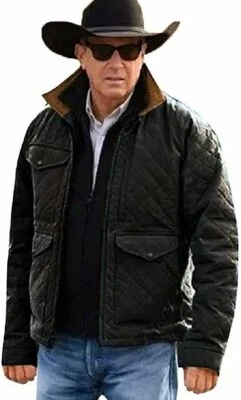 Chaqueta acolchada negra Yellowstone S04 John Dutton | Kevin Costner Yellowstone para hombre Foto 1 de 2