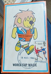 World Cup Willie Postcard - 'England Winners' 4d stamp. First Day of Issue 1966 - Picture 1 of 2