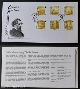 Alderney Stamps "Charles Dickens - 200th Birth Anniversary" First Day Cover 2012 - Picture 1 of 3