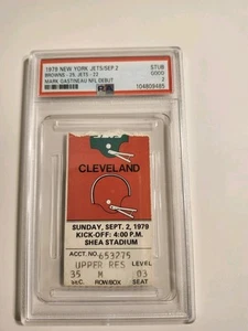 Boleto de fútbol 1979 Stub NY Jets Mark Gastineau NFL debut PSA 2 - Imagen 1 de 3