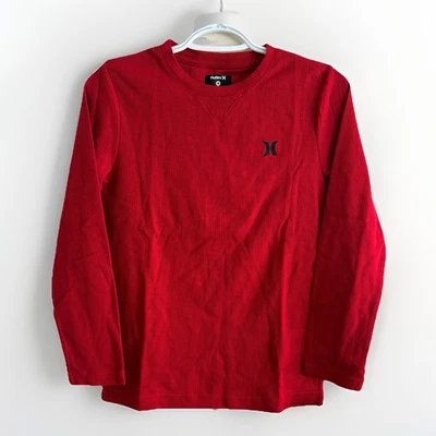 Camisa tejida gofre manga larga roja mediana Hurley para niños  Foto 1 de 3