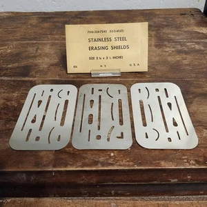 IDL N.Y. USA Vintage Stainless Steel Erasing Shields PK of 3 Vintage - Picture 1 of 2
