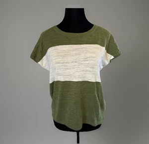 J Crew Top S Leinen leichter Pullover grün elfenbein Strick adretter Urlaub gebraucht, in einwandfreiem Zustand - Bild 1 von 8