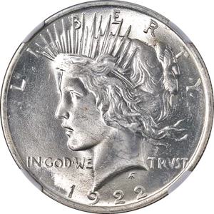 1922-P Peace Dollar NGC MS64 Bright White Nice Eye Appeal Nice Strike - STOCK - Picture 1 of 4