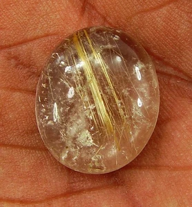 13,60 ct natürlicher goldener Rutilquarz Edelstein Cabochon Draht Wickelstein - 28150 - Bild 1 von 3