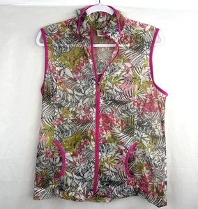 Chaleco de golf EP Pro Tour Tech para mujer talla grande rosa verde tropical floral bolsillos cremallera - Imagen 1 de 9