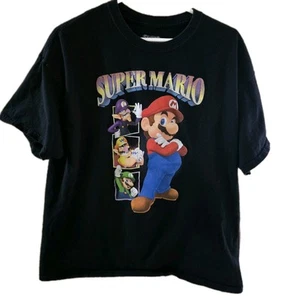 Super Mario Bros. Mario Wario Luigi Waluigi Graphics Black T-shirt XL - Picture 1 of 3