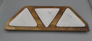 Bandeja triangular de piedra de mango de tres compartimentos aperitivo para aperitivos 17,4" - Imagen 1 de 15
