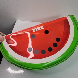 PINK Victoria’s Secret Watermelon Slice Wristlet bag Vinyl Fruit Zipper CUTE - Picture 1 of 8