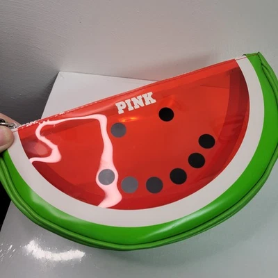 ROSA Victoria’s Secret Sandía Rebanada Muñequera Bolso Vinilo Fruta Cremallera LINDO Foto 1 de 4