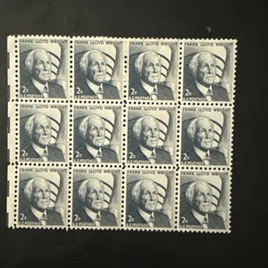 Vintage US Postage Stamps (sheet Of 12) Frank Lloyd Wright 2¢ - Picture 1 of 2