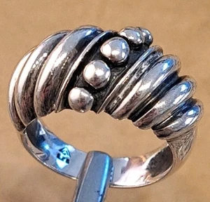 SILPADA Sterling Silver Wide Domed Tapered Band Ribbed Ball Design Ring size 9 - Picture 1 of 7