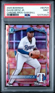 2025 Bowman David Ortiz Jr. #BCP29 1st Chrome Snack Pack Gum Ball Pop1 PSA 9 (KK - Picture 1 of 2