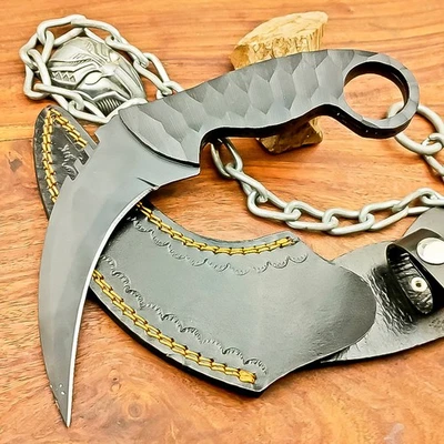 CUSTOM Handmade J2 STEEL Hunting Knife Karambit KNIFE W/SHEATH IS-7004 - Image 1 of 4