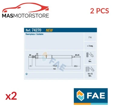 GLOW PLUG GLOW PLUGS FAE 74270 2PCS P FOR NISSAN NV400,NP300 NAVARA,PRIMASTAR - Image 1 of 4