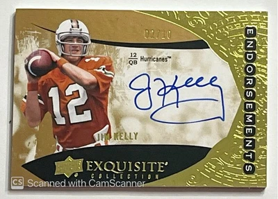 2014 Upper Deck Exquisite Collection 2/10 Jim Kelly Auto Miami Hurricanes - Image 1 of 2