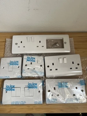 Click Mode Single/Twin/Double 13A Electrical Socket 4 gang switch White job lot  - Image 1 of 4