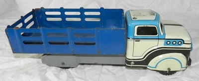 Vintage Marx Aço Prensado Litho Caminhão Estaca Cama Plana - 13 3/8" de Comprimento - Imagem 1 de 4