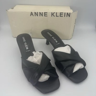 Сандалии на котятином каблуке Anne Klein iFlex размер 9 черные с узловатым ремешком квадратный носок - Изображение 1 из 4