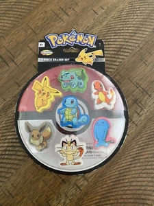 Pokemon 7 Piece Eraser Set Pikachu Squirtle Charmander Eevee Bulbasaur Meowth - Picture 1 of 9