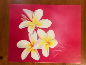 K. Foley: INFATUATION II White Floral Bright Pink Art -Original Art Poster 16x20 - Picture 1 of 1