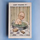 Comic Postcard 1920 Donald McGill Child Tin Bath Just Found It Milton