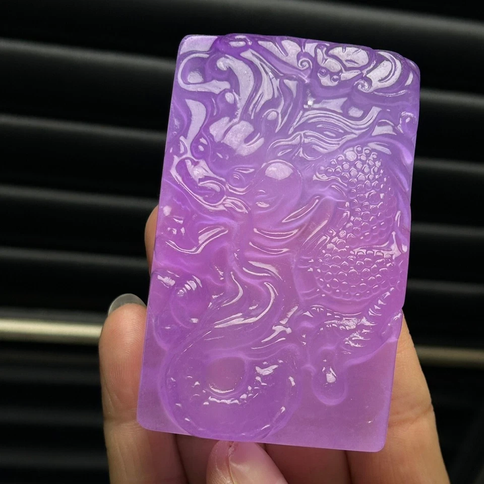 Colgante y collares amuleto dragón jadeíta jade púrpura hielo natural real Foto 1 de 4