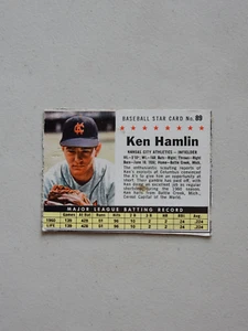 1961 Post Baseball Trading Card # 89_Ken Hamlin_Kansas City Athletics_Infielder - Picture 1 of 2