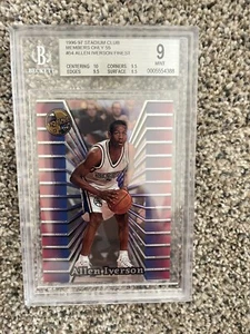 1996 Topps Stadium Club Members Only 55 Allen Iverson BGS 9 MINT Rookie RC HOF - Picture 1 of 2