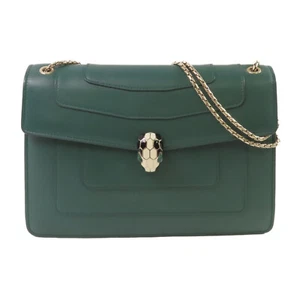 BVLGARI SHW Serpenti Forever Shoulder Bag Crossbody Calfskin Leather Green - Picture 1 of 20
