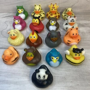 Lot of 17 Assorted Rubber Ducks Animals Costumes Panda Lamb Bee Ladybug Owl NEW - Picture 1 of 21