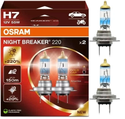 Osram Night Breaker 220 H7 55W Two Bulbs Head Light DRL Daytime Replace Upgrade - Image 1 of 4