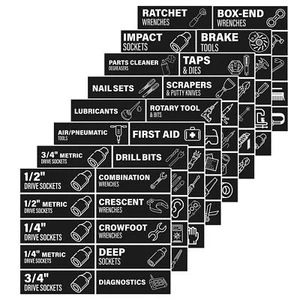 80 Pcs Tool Box Organization Magnetic Labels Steel Tool Chest Drawer Labels - Picture 1 of 7