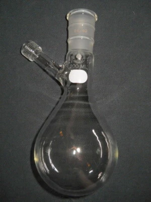 Ace Glass 24/40 No-Air Schlenk 200mL Reaction Storage Flask, No 0-3mm Valve 7754 - Image 1 of 2