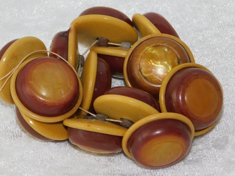 Antique 1920s Faux Pearl Dome Celluloid Baklite Shirt Coat Buttons 14 Set 1 1/8" Cover