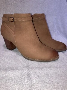 Vionic Orthoheel Technology Upton hellbraune Damen-Stiefeletten aus Leder mit Absatz Reißverschluss Größe 7 - Bild 1 von 6