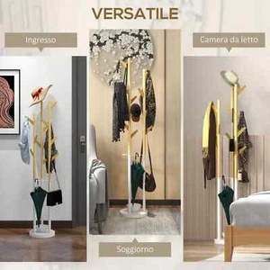 HOMCOM Appendiabiti da Terra di Design con Portaombrelli e 12 Ganci, Metallo e B - Foto 1 di 9