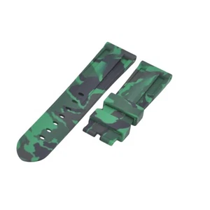 24x22mm Green Camo Rubber Watch Strap For Panerai Luminor Marina Submersible - Picture 1 of 6