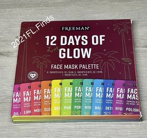 Freeman 12 Days of Glow Hydrating Cleansing Facial Face Mask Kit Gift Set 12 Pc - Picture 1 of 5