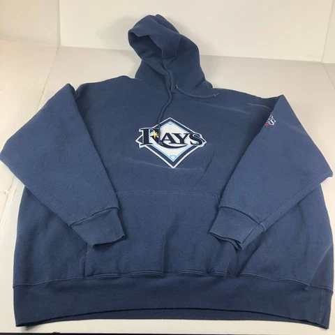 2008 World Series Tampa Devil Ray Sweatshirt Adult Extra Large Blue Faded Hoodie Cover