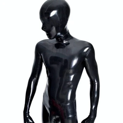Herren Latex Ganzbody Gummibezug mit Kapuze Catsuit eng Uniform Handarbeit - Bild 1 von 4