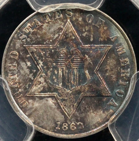 1862 3cs Three Cent Silver PCGS and CAC MS 66 Cover