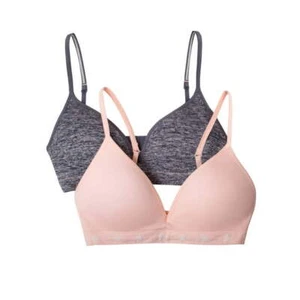 Wonder Nation Girls 2 Pack Bra Seamless Molded Cup Pink/Grey Size 36 - Picture 1 of 2