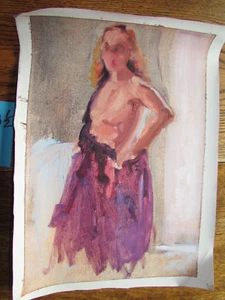 Vintage ORIGINAL Oil Canvas Painting 1970's Nude - Picture 1 of 3