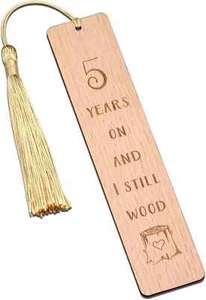 Wooden Bookmark 5 Year Anniversary Wood Gift for Him Her, 5Th Anniversary Wooden - Picture 1 of 2