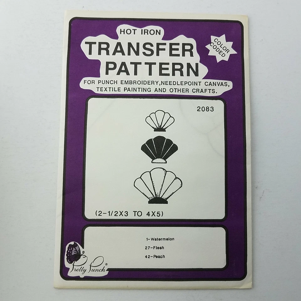 Pretty Punch Hot Iron Color Coded Transfer Pattern #2083 Shells 2-1/2x3 To 4x5 - Image 1 of 1