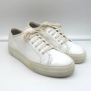 Woman by Common Projects Tournament Low Top Sneakers White Leather Size 38 - Picture 1 of 12