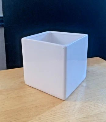 CANDLE JAR - 5" x 5" square white candle jar, container, vase, DIY supplies - Image 1 of 4