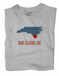 Oak Island North Carolina NC T-Shirt HEART - Picture 1 of 6